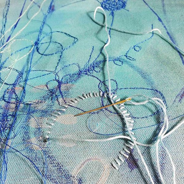 Artist-Ellie-Hipkin-hand-embroidering-Serene