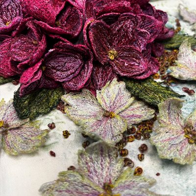 3D Hydrangeas & Monoprinted Botanical Backgrounds with Wendy Greaves